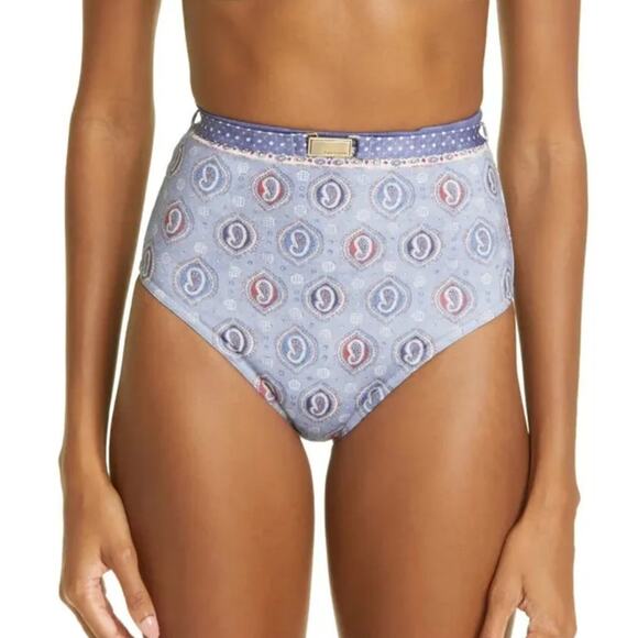 NWT$225 ZIMMERMANN Vitali High-Waist Halter Bikini Paisley Bottom Brief 2 (6-8) - Picture 3 of 16